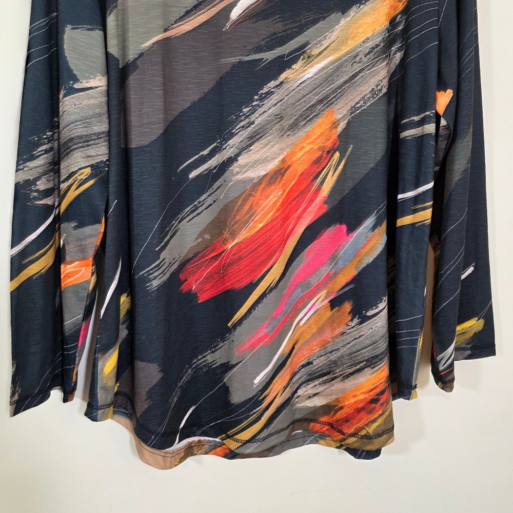 Jess & Jane Womens Top Abstract Brushstroke colorful Print Long Sleeve Large - Picture 7 of 9